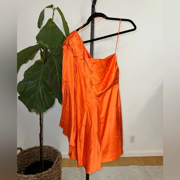NWT Retrofete Mae Silk Blend Dress in OrangeMedium